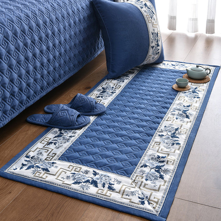 Lisslune | Multi-colored Asia Rug Polypropylene Flower Print Carpet Non-slip Backing Pet-friendly Carpet for Bedroom