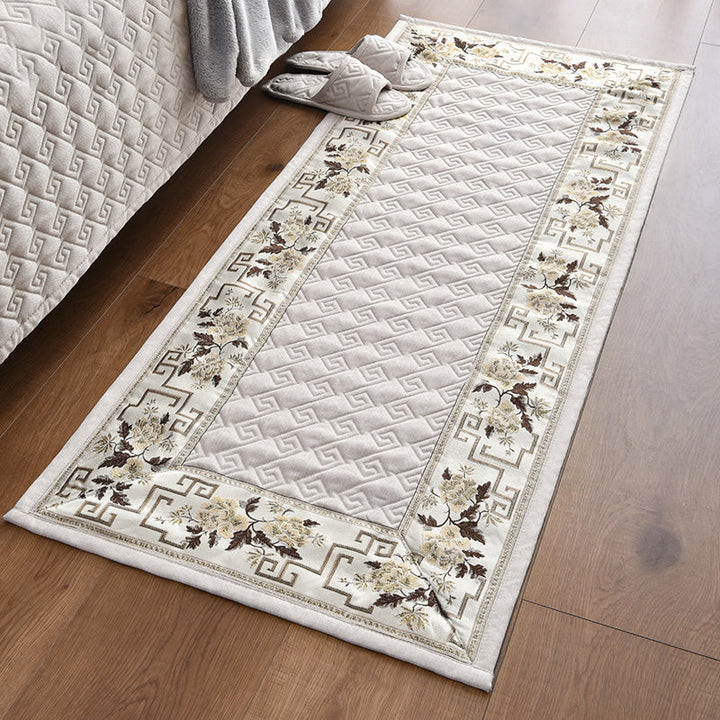 Lisslune | Multi-colored Asia Rug Polypropylene Flower Print Carpet Non-slip Backing Pet-friendly Carpet for Bedroom