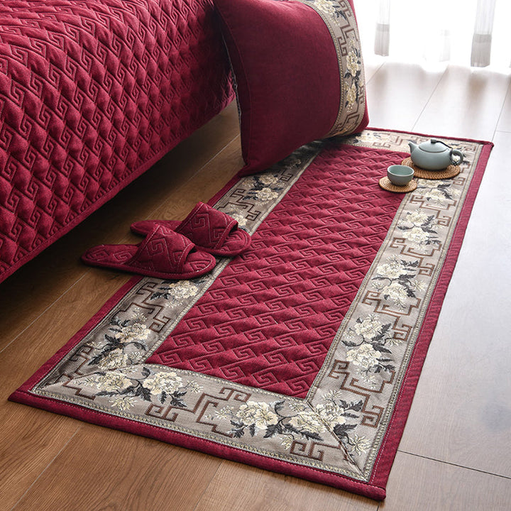 Lisslune | Multi-colored Asia Rug Polypropylene Flower Print Carpet Non-slip Backing Pet-friendly Carpet for Bedroom