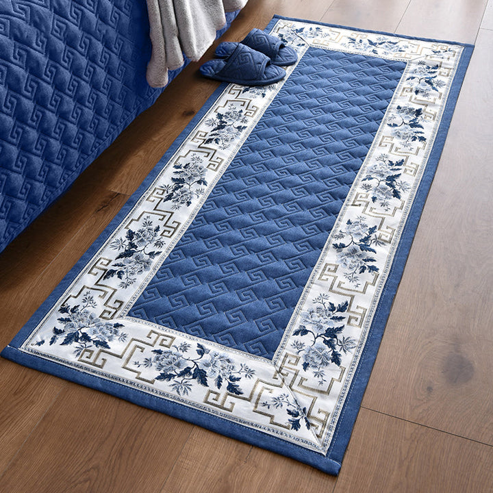 Lisslune | Multi-colored Asia Rug Polypropylene Flower Print Carpet Non-slip Backing Pet-friendly Carpet for Bedroom