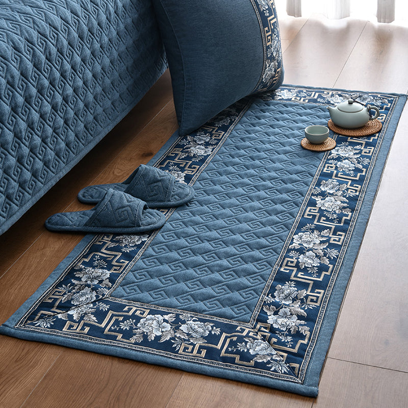 Lisslune | Multi-colored Asia Rug Polypropylene Flower Print Carpet Non-slip Backing Pet-friendly Carpet for Bedroom