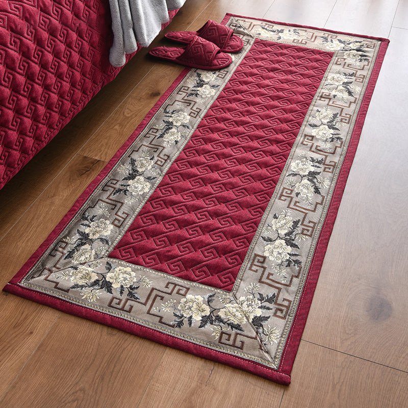 Lisslune | Multi-colored Asia Rug Polypropylene Flower Print Carpet Non-slip Backing Pet-friendly Carpet for Bedroom