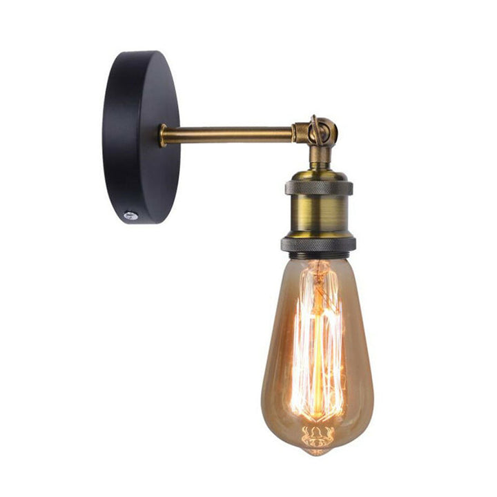 Lisslune | Antique Brass Naked Bulb Base Wall Lamp Industrial Metal 1 Head Garage Wall Lamp with Rotatable Arm