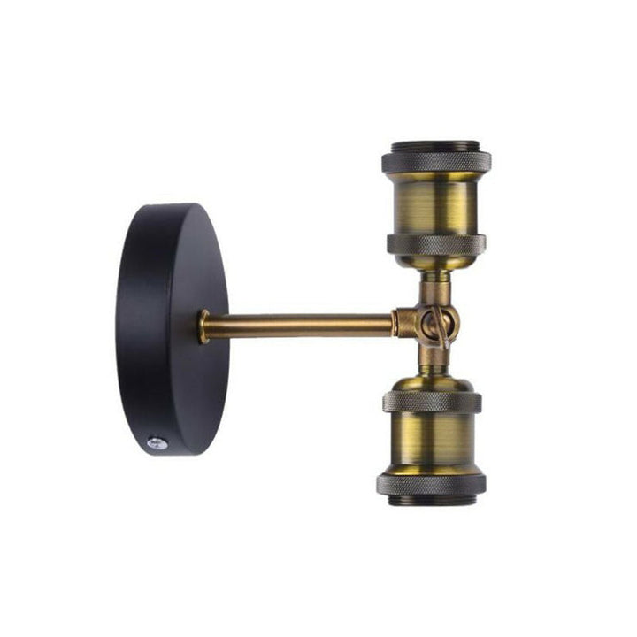 Lisslune | Antique Brass Naked Bulb Base Wall Lamp Industrial Metal 1 Head Garage Wall Lamp with Rotatable Arm