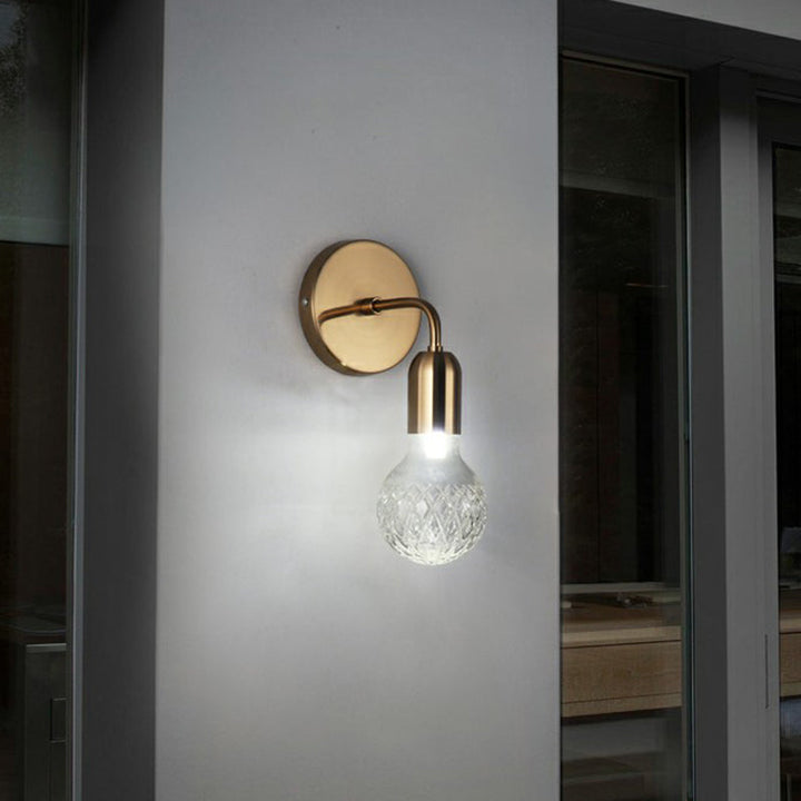 Lisslune | Industrial Style Bulb-Shaped Wall Lamp Single Pane Glass Wall Lamp Fixture in Brass