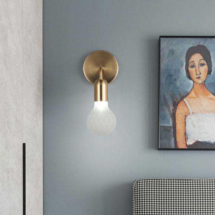 Lisslune | Industrial Style Bulb-Shaped Wall Lamp Single Pane Glass Wall Lamp Fixture in Brass