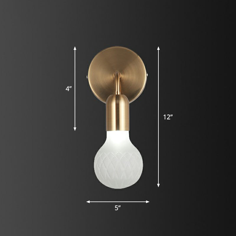 Lisslune | Industrial Style Bulb-Shaped Wall Lamp Single Pane Glass Wall Lamp Fixture in Brass