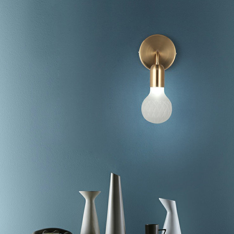 Lisslune | Industrial Style Bulb-Shaped Wall Lamp Single Pane Glass Wall Lamp Fixture in Brass