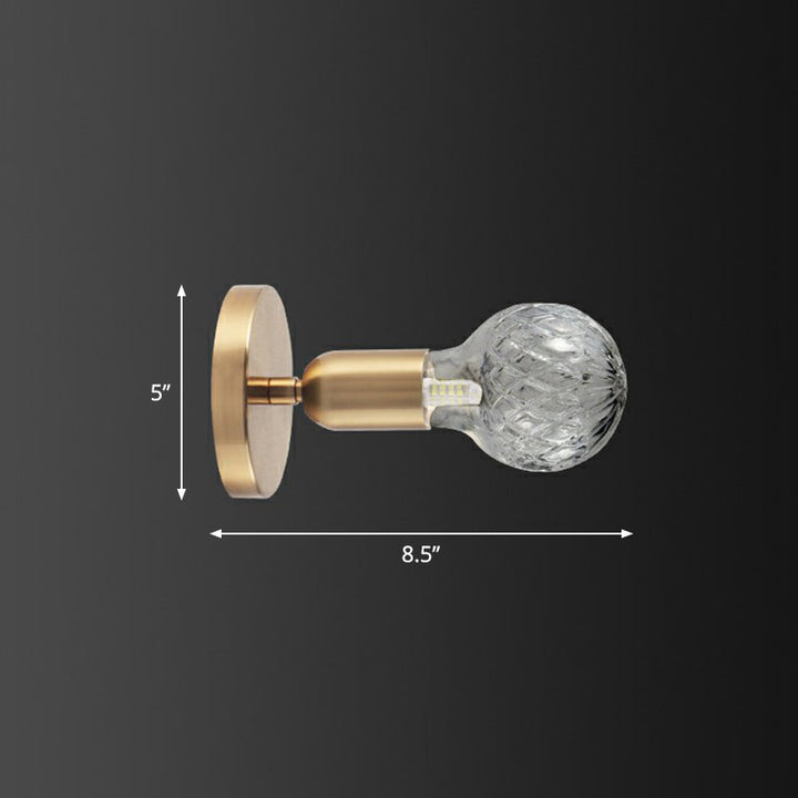 Lisslune | Industrial Style Bulb-Shaped Wall Lamp Single Pane Glass Wall Lamp Fixture in Brass