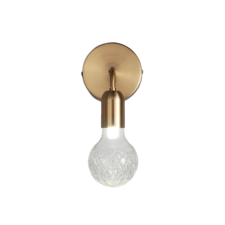 Lisslune | Industrial Style Bulb-Shaped Wall Lamp Single Pane Glass Wall Lamp Fixture in Brass