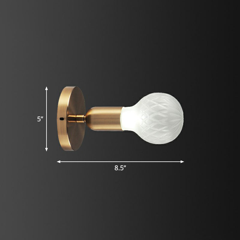 Lisslune | Industrial Style Bulb-Shaped Wall Lamp Single Pane Glass Wall Lamp Fixture in Brass