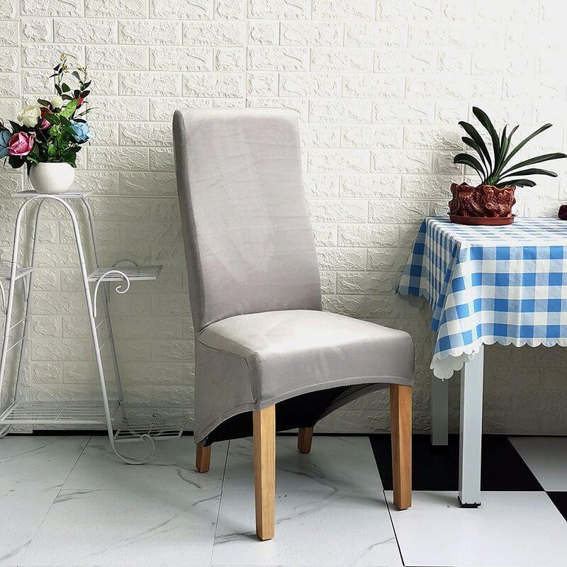 Lisslune | Stretch Velvet XL Size Dining Chair Covers x4 | Soft. Stretchable & Non-Slip for Home Dining Room Decoration