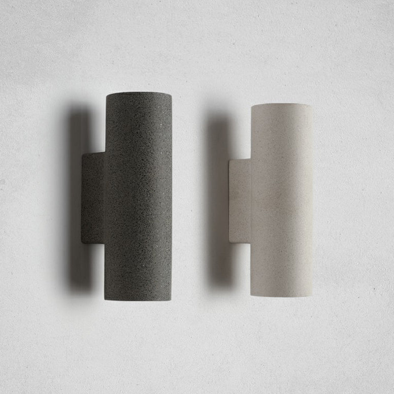 Lisslune | Nordic 2-Bulb Up and Down Light Cylindrical Wall Lamp Sconces with Terrazzo Shade for Stairs