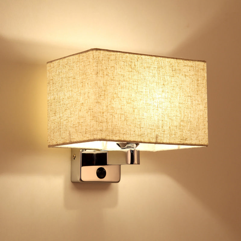 Lisslune | Rectangular Shade Wall Lamp Simple Style Single Living Room Wall Lighting in Flax Colors