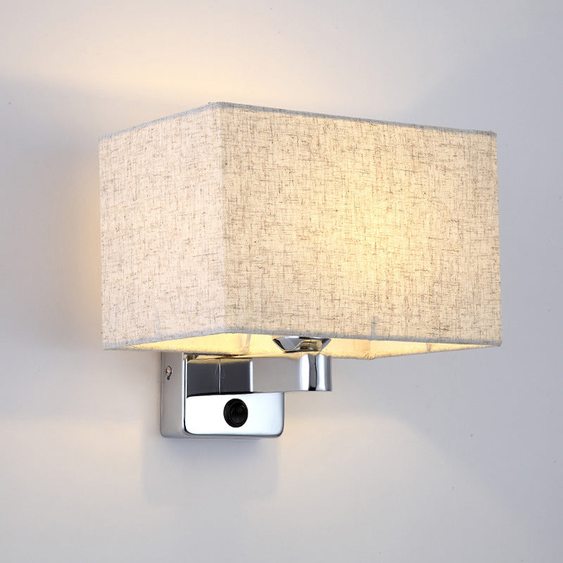 Lisslune | Rectangular Shade Wall Lamp Simple Style Single Living Room Wall Lighting in Flax Colors
