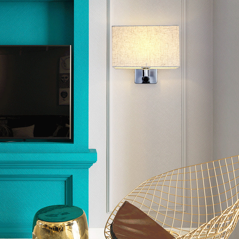Lisslune | Rectangular Shade Wall Lamp Simple Style Single Living Room Wall Lighting in Flax Colors