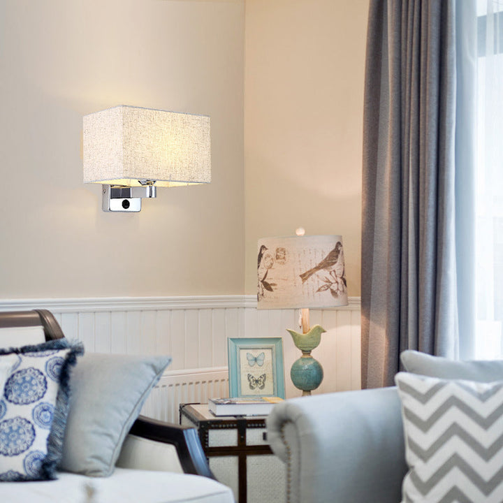 Lisslune | Rectangular Shade Wall Lamp Simple Style Single Living Room Wall Lighting in Flax Colors