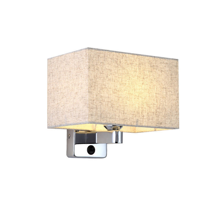 Lisslune | Rectangular Shade Wall Lamp Simple Style Single Living Room Wall Lighting in Flax Colors