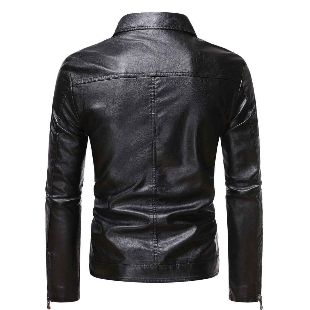 Men's Elegant Synthetic Leather Jacket with Warm Lining Lisslune