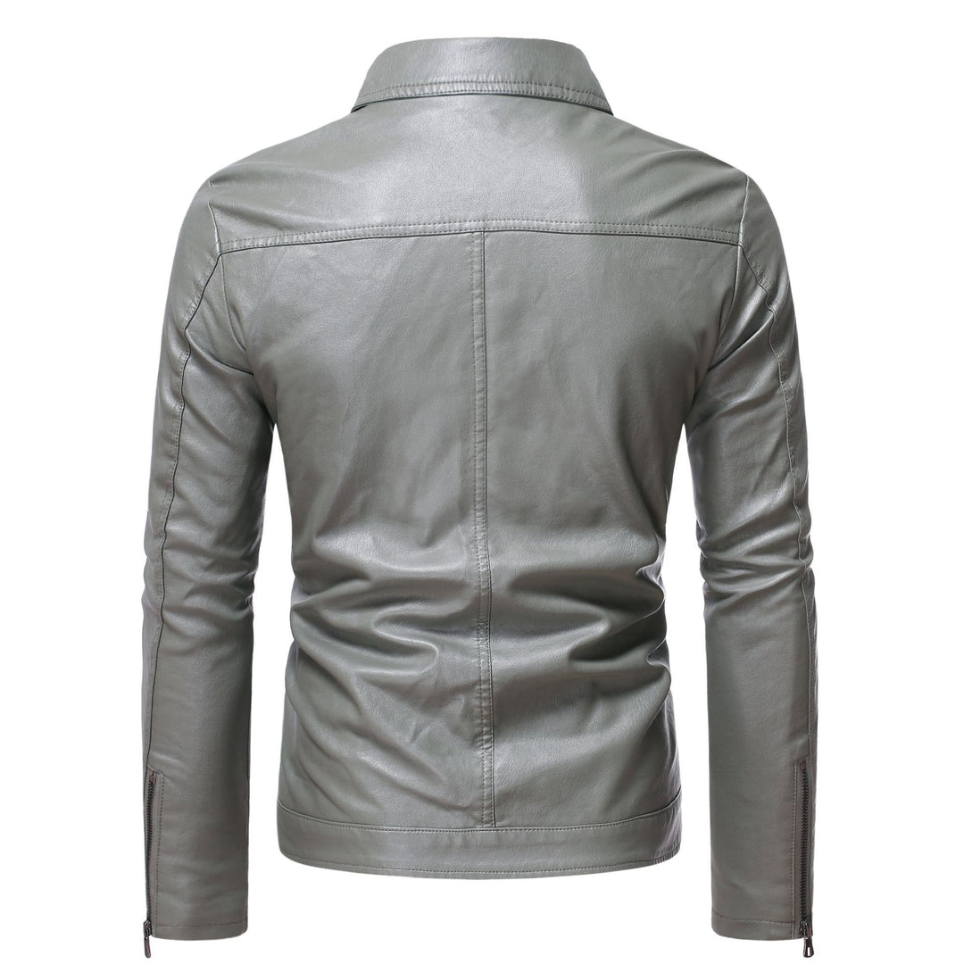 Men's Elegant Synthetic Leather Jacket with Warm Lining Lisslune