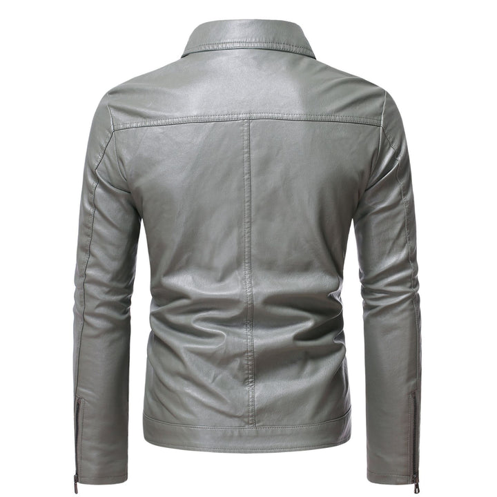 Men's Elegant Synthetic Leather Jacket with Warm Lining Lisslune
