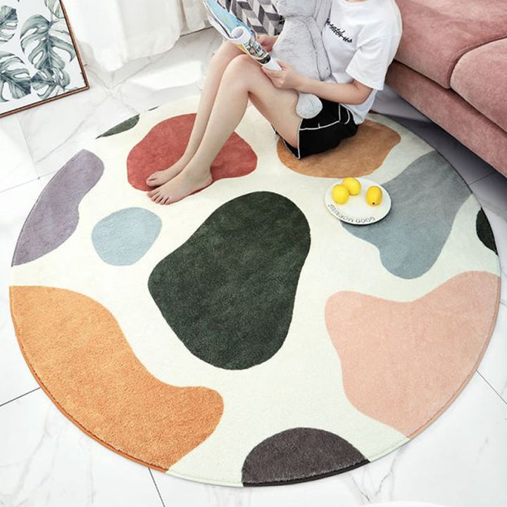 Lisslune | Modern Living Room Rug Multicolor Color Block Indoor Rug Synthetic Non-Slip Stain Resistant Rug