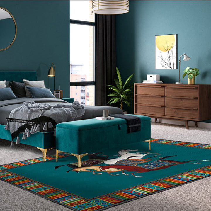 Lisslune | Modern bedroom carpet Multicolor animal print indoor carpet Polyester non-slip backing pet-friendly rug