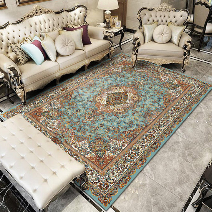 Lisslune | Nostalgia Floral Printed Rug Multicolor Synthetic Indoor Rug Non-Slip Backing Washable Rug for the Living Room