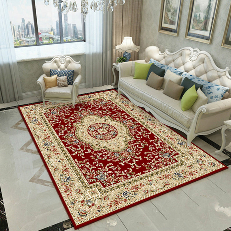Lisslune | Nostalgia Floral Printed Rug Multicolor Synthetic Indoor Rug Non-Slip Backing Washable Rug for the Living Room