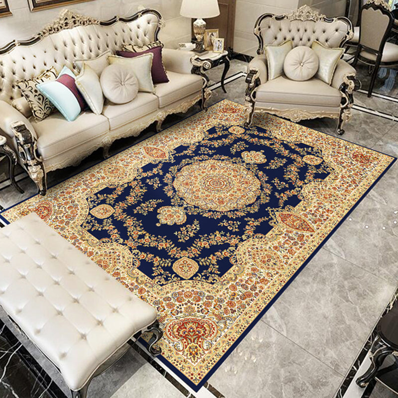 Lisslune | Nostalgia Floral Printed Rug Multicolor Synthetic Indoor Rug Non-Slip Backing Washable Rug for the Living Room