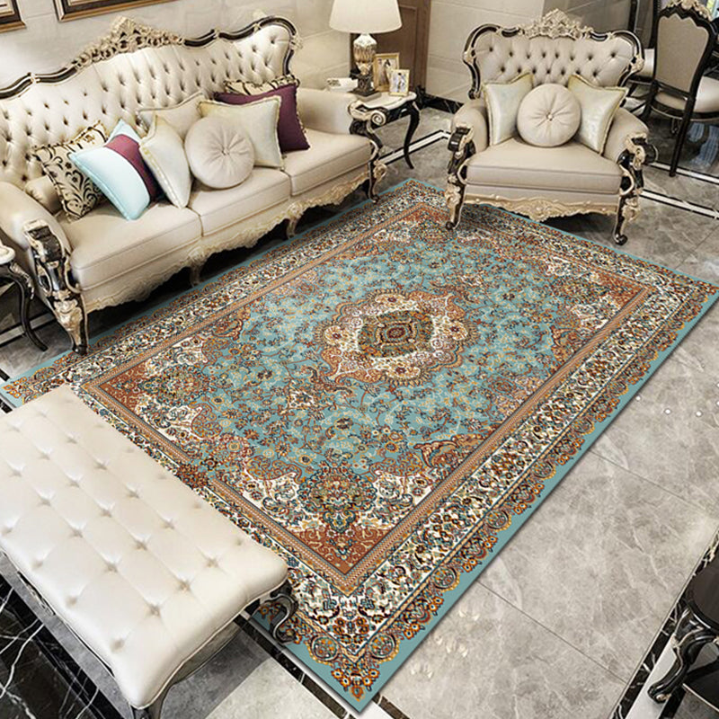 Lisslune | Nostalgia Floral Printed Rug Multicolor Synthetic Indoor Rug Non-Slip Backing Washable Rug for the Living Room