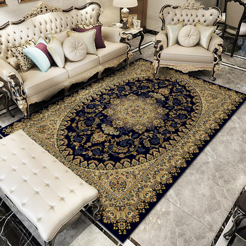 Lisslune | Nostalgia Floral Printed Rug Multicolor Synthetic Indoor Rug Non-Slip Backing Washable Rug for the Living Room