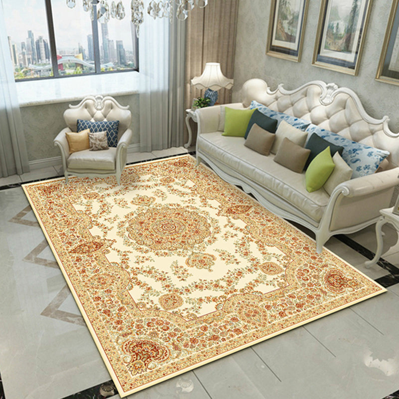 Lisslune | Nostalgia Floral Printed Rug Multicolor Synthetic Indoor Rug Non-Slip Backing Washable Rug for the Living Room