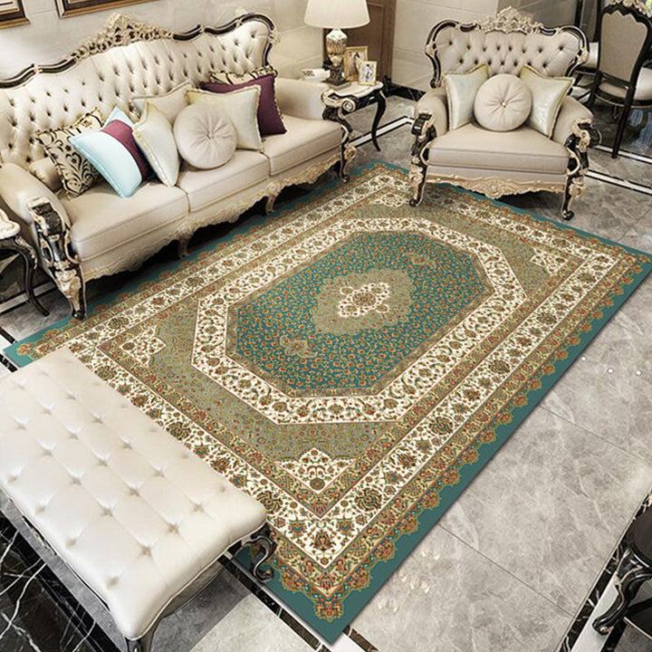 Lisslune | Nostalgia Floral Printed Rug Multicolor Synthetic Indoor Rug Non-Slip Backing Washable Rug for the Living Room