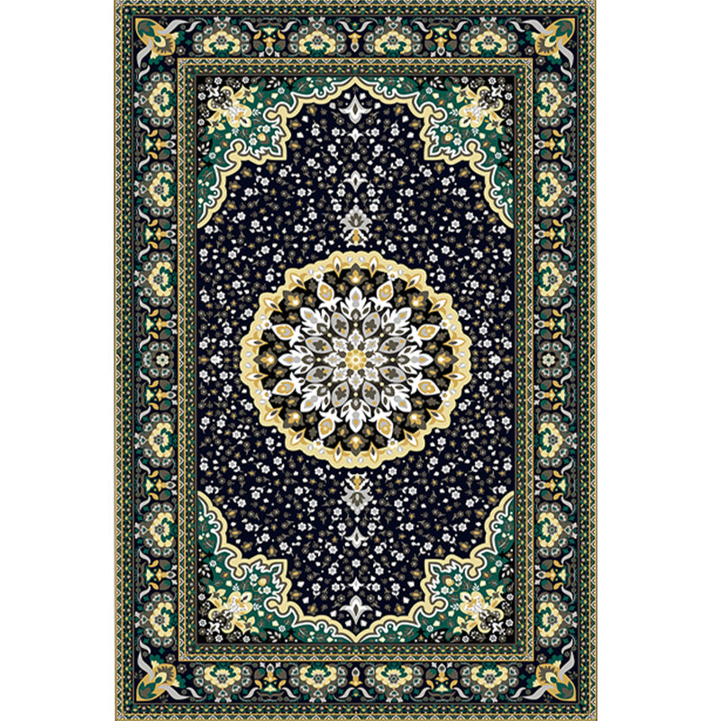 Lisslune | Nostalgia Floral Printed Rug Multicolor Synthetic Indoor Rug Non-Slip Backing Washable Rug for the Living Room