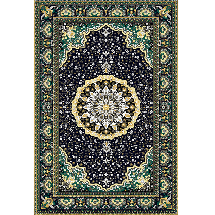 Lisslune | Nostalgia Floral Printed Rug Multicolor Synthetic Indoor Rug Non-Slip Backing Washable Rug for the Living Room