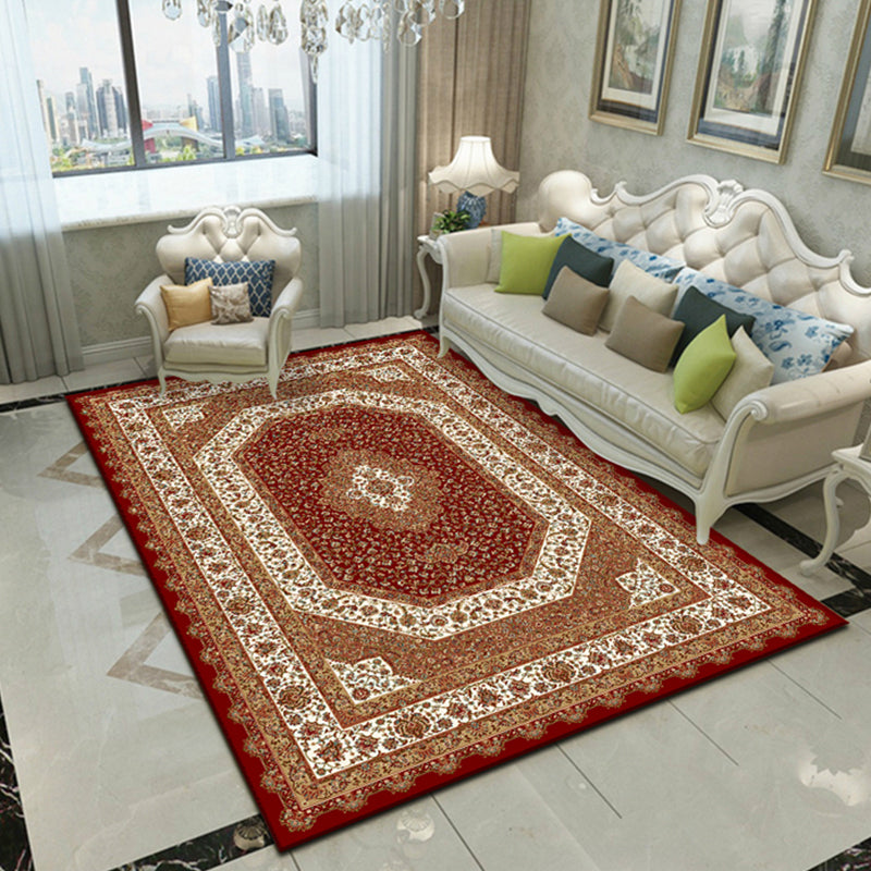 Lisslune | Nostalgia Floral Printed Rug Multicolor Synthetic Indoor Rug Non-Slip Backing Washable Rug for the Living Room