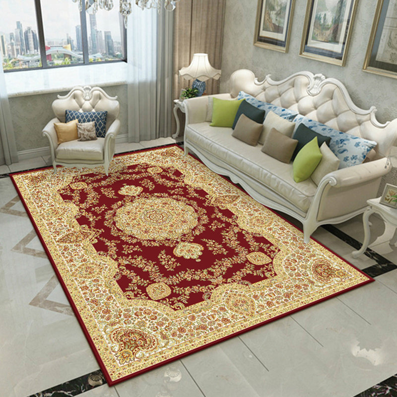 Lisslune | Nostalgia Floral Printed Rug Multicolor Synthetic Indoor Rug Non-Slip Backing Washable Rug for the Living Room