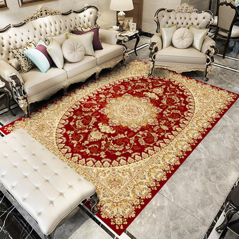 Lisslune | Nostalgia Floral Printed Rug Multicolor Synthetic Indoor Rug Non-Slip Backing Washable Rug for the Living Room