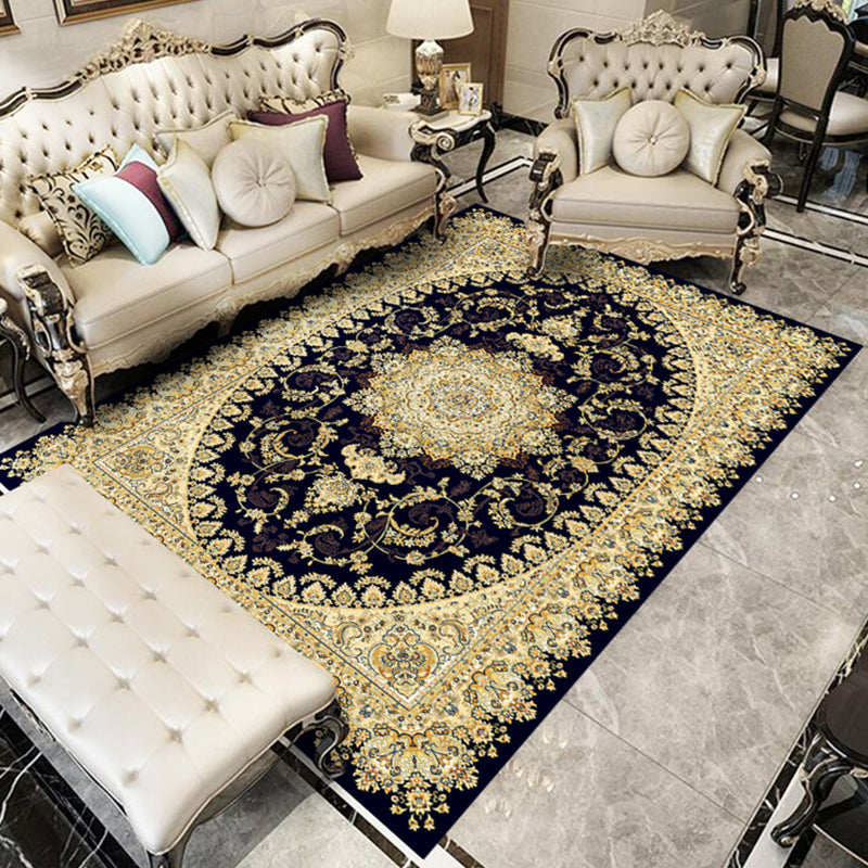 Lisslune | Nostalgia Floral Printed Rug Multicolor Synthetic Indoor Rug Non-Slip Backing Washable Rug for the Living Room