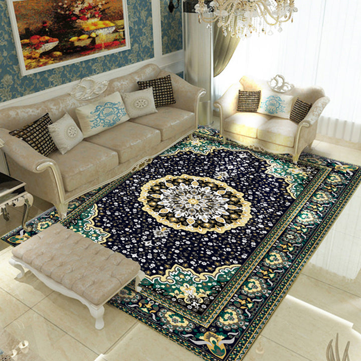 Lisslune | Nostalgia Floral Printed Rug Multicolor Synthetic Indoor Rug Non-Slip Backing Washable Rug for the Living Room