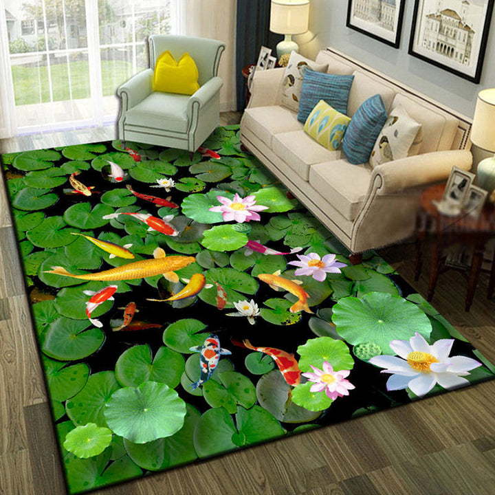 Lisslune | Multicolor Living Room Rug Trendy Floral Print Indoor Carpet Cotton Blend Easy Care Pet Friendly Rug
