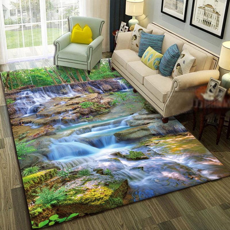 Lisslune | Multicolor Living Room Rug Trendy Floral Print Indoor Carpet Cotton Blend Easy Care Pet Friendly Rug
