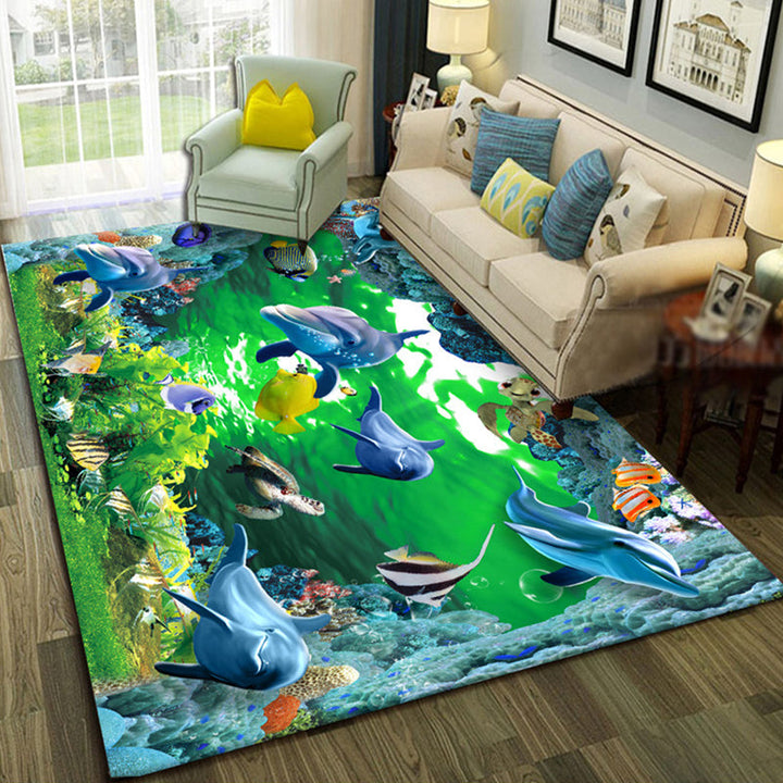 Lisslune | Multicolor Living Room Rug Trendy Floral Print Indoor Carpet Cotton Blend Easy Care Pet Friendly Rug