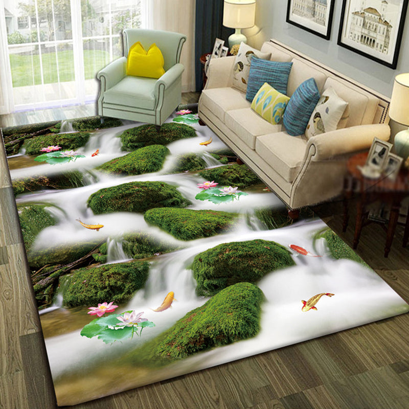 Lisslune | Multicolor Living Room Rug Trendy Floral Print Indoor Carpet Cotton Blend Easy Care Pet Friendly Rug