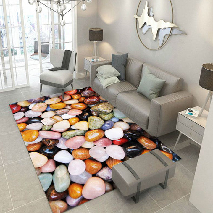 Lisslune | Multicolored floral print rug made of cotton blend Scandinavian rug Pet friendly Machine washable rug for parlor