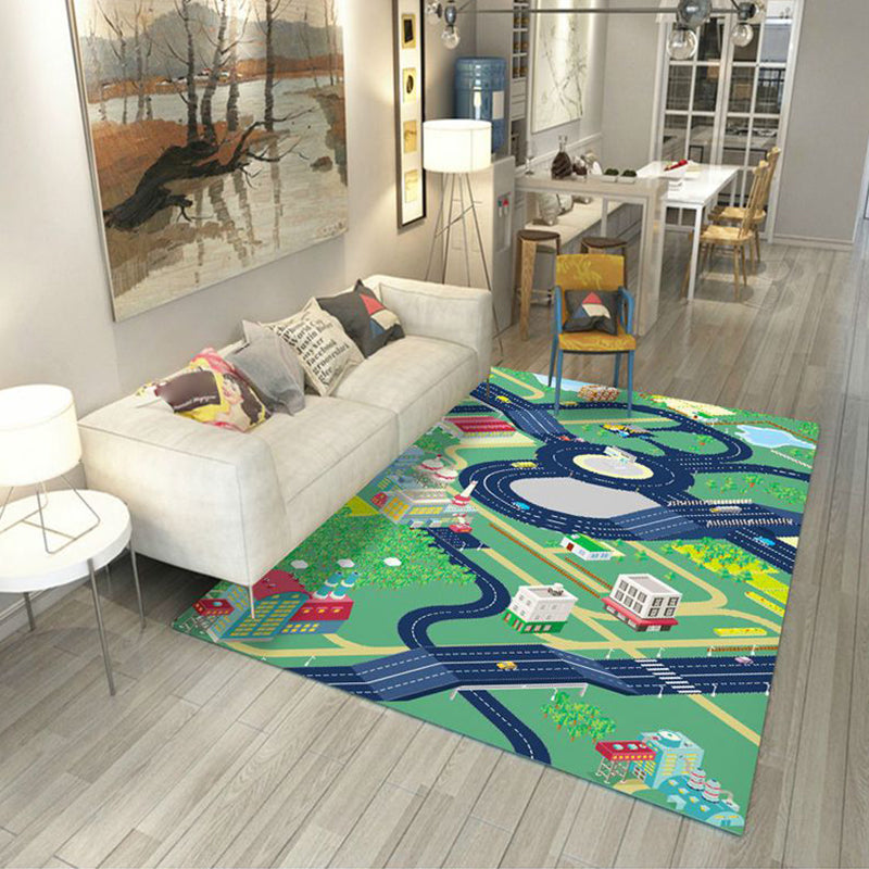 Lisslune | Multicolored floral print rug made of cotton blend Scandinavian rug Pet friendly Machine washable rug for parlor