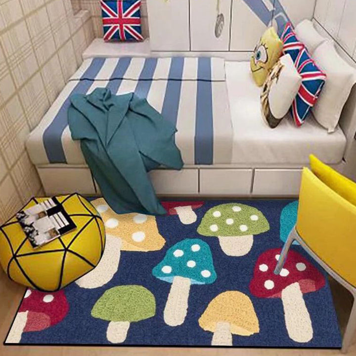 Lisslune | Multicolored floral print rug made of cotton blend Scandinavian rug Pet friendly Machine washable rug for parlor