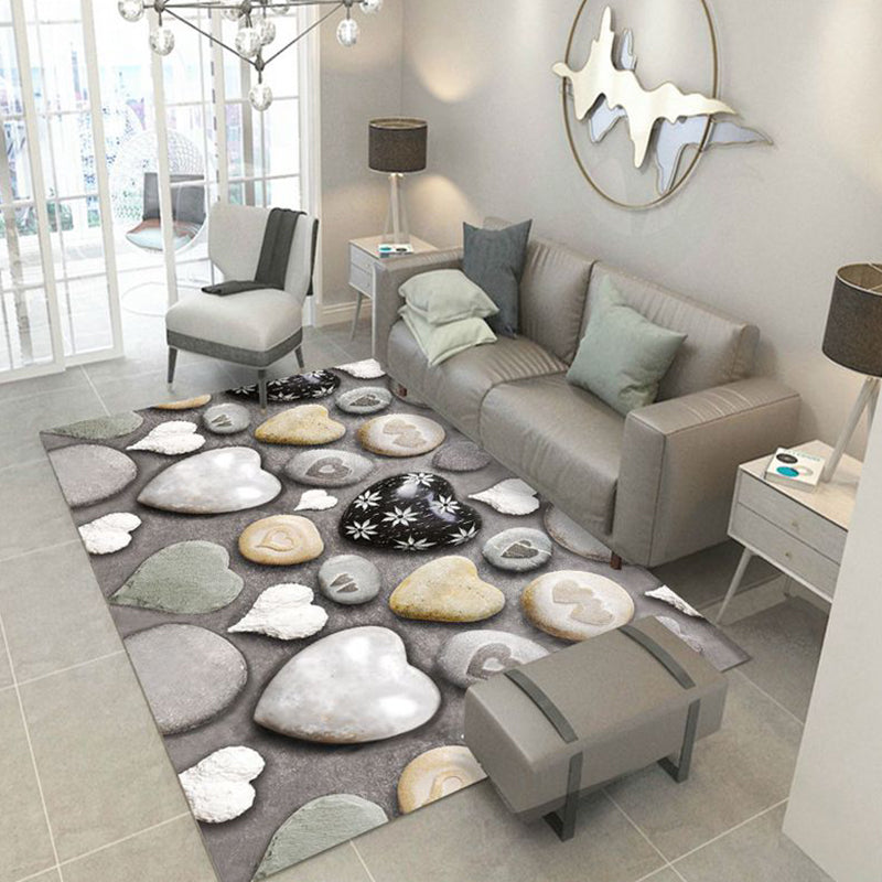 Lisslune | Multicolored floral print rug made of cotton blend Scandinavian rug Pet friendly Machine washable rug for parlor