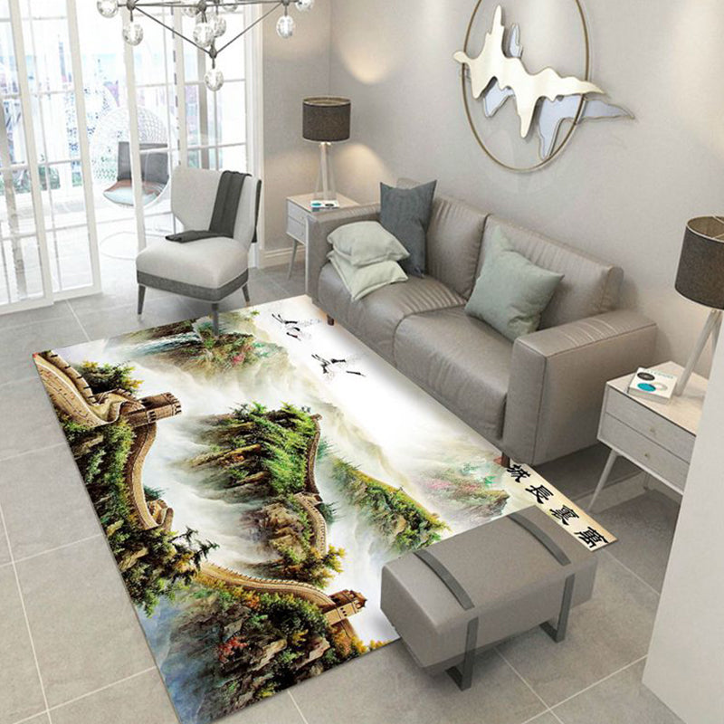Lisslune | Multicolored floral print rug made of cotton blend Scandinavian rug Pet friendly Machine washable rug for parlor